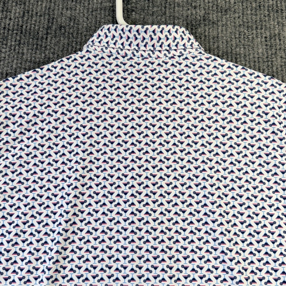 Turtleson Polo Shirt Mens‎ Medium White Cocktail Graphic Golf Glenwood CC - Picture 9 of 11